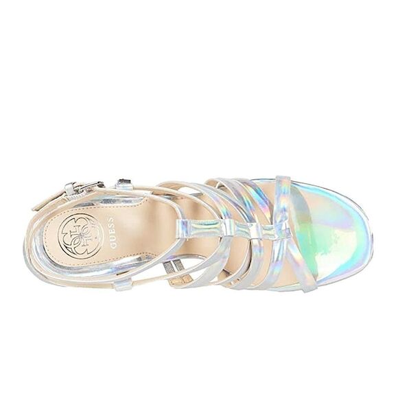 Guess Eleri Strappy Metallic Finish Heeled Sandals - Picture 5 of 8